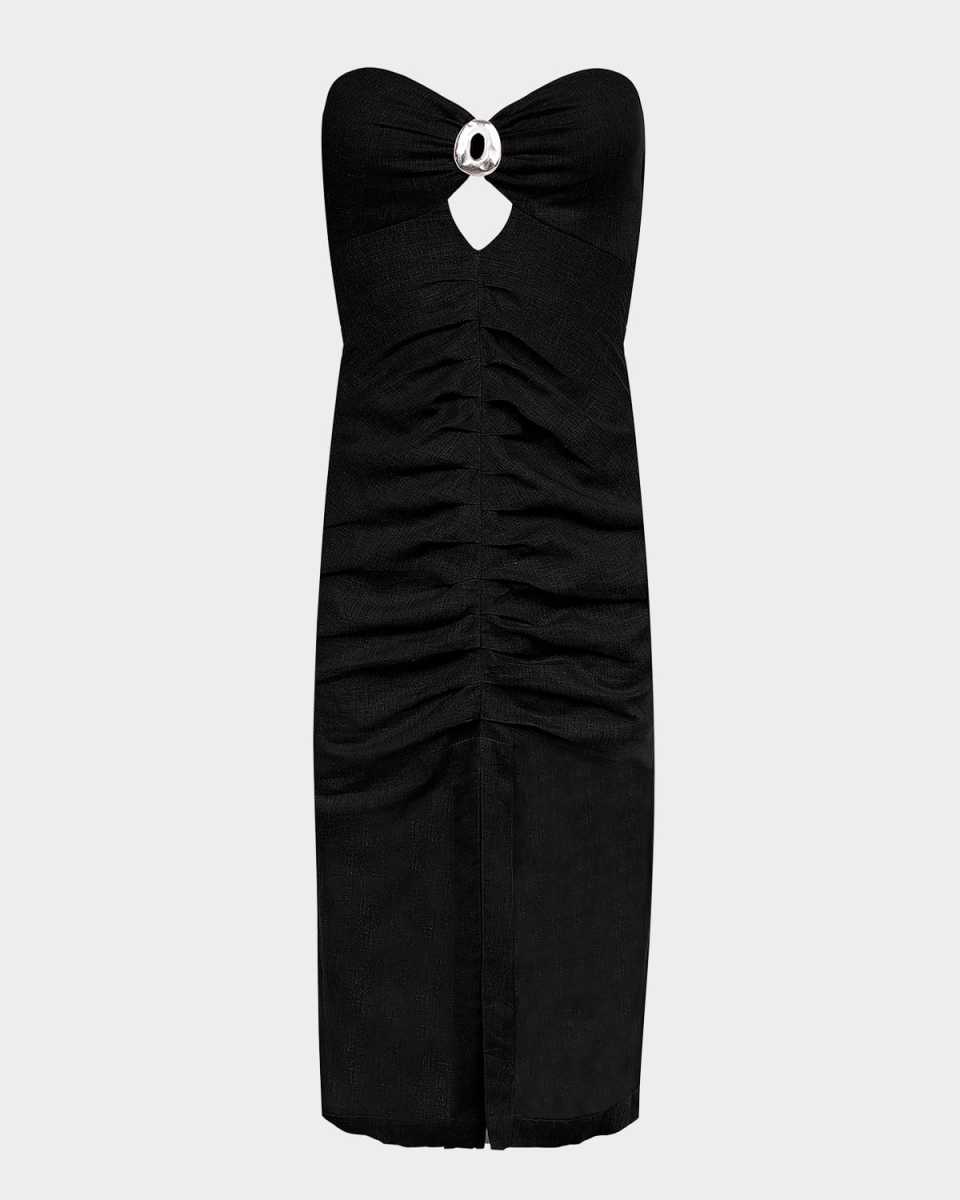 Solid Naori Strapless Midi Dress
